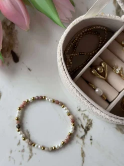 VIAMAJA Armbånd Asta - Natursten guldbelagt Outlet