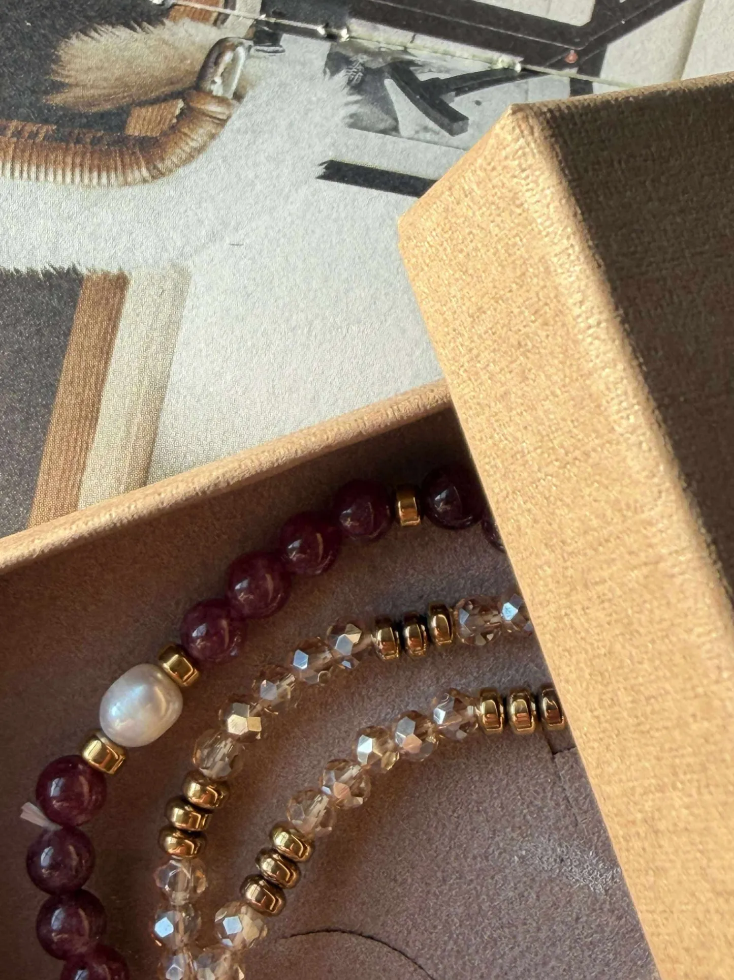 VIAMAJA Armbånd Leah Bordeaux/Natur – Sæt med 3 stk Discount