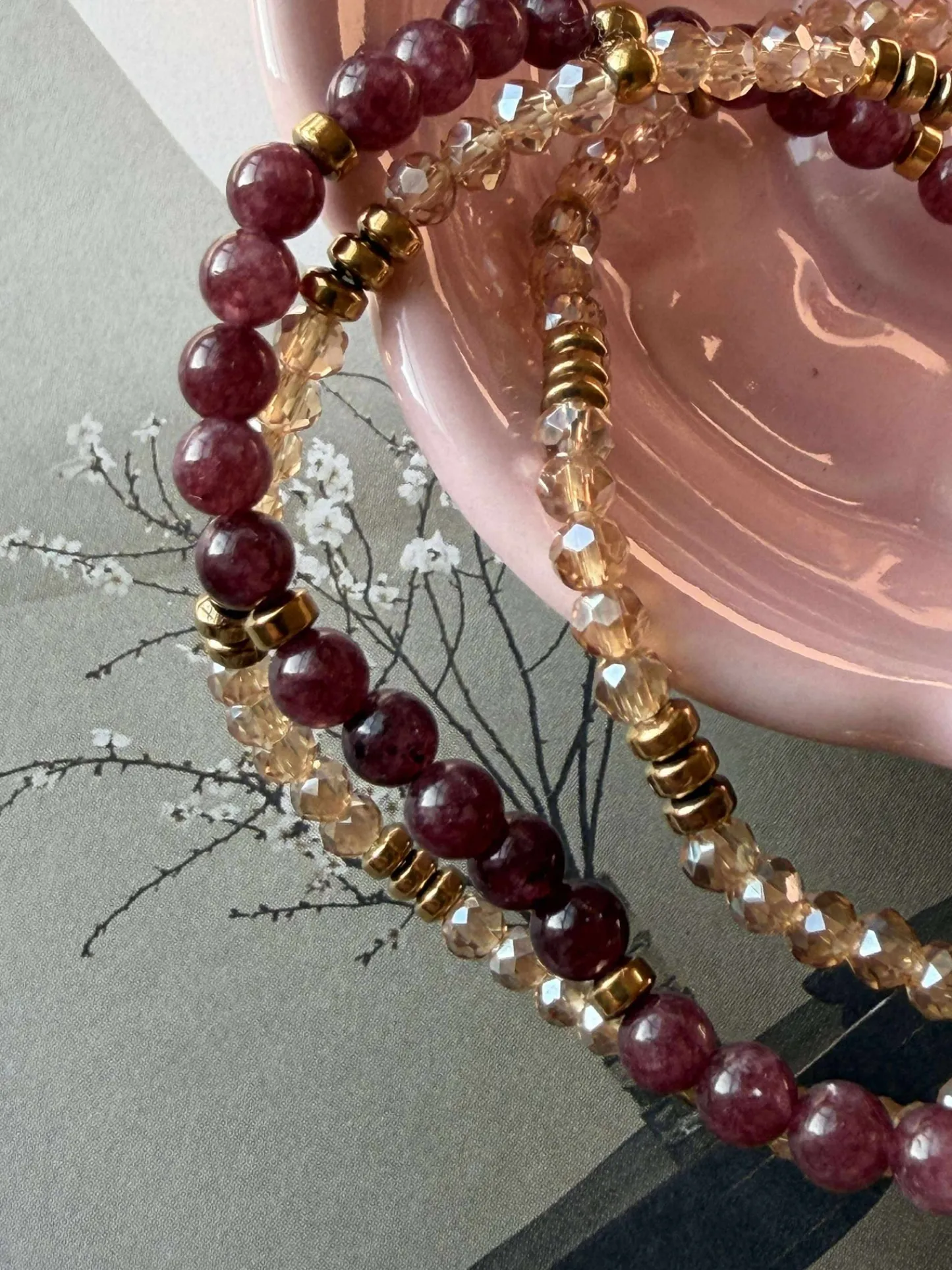 VIAMAJA Armbånd Leah Bordeaux/Natur – Sæt med 3 stk Discount