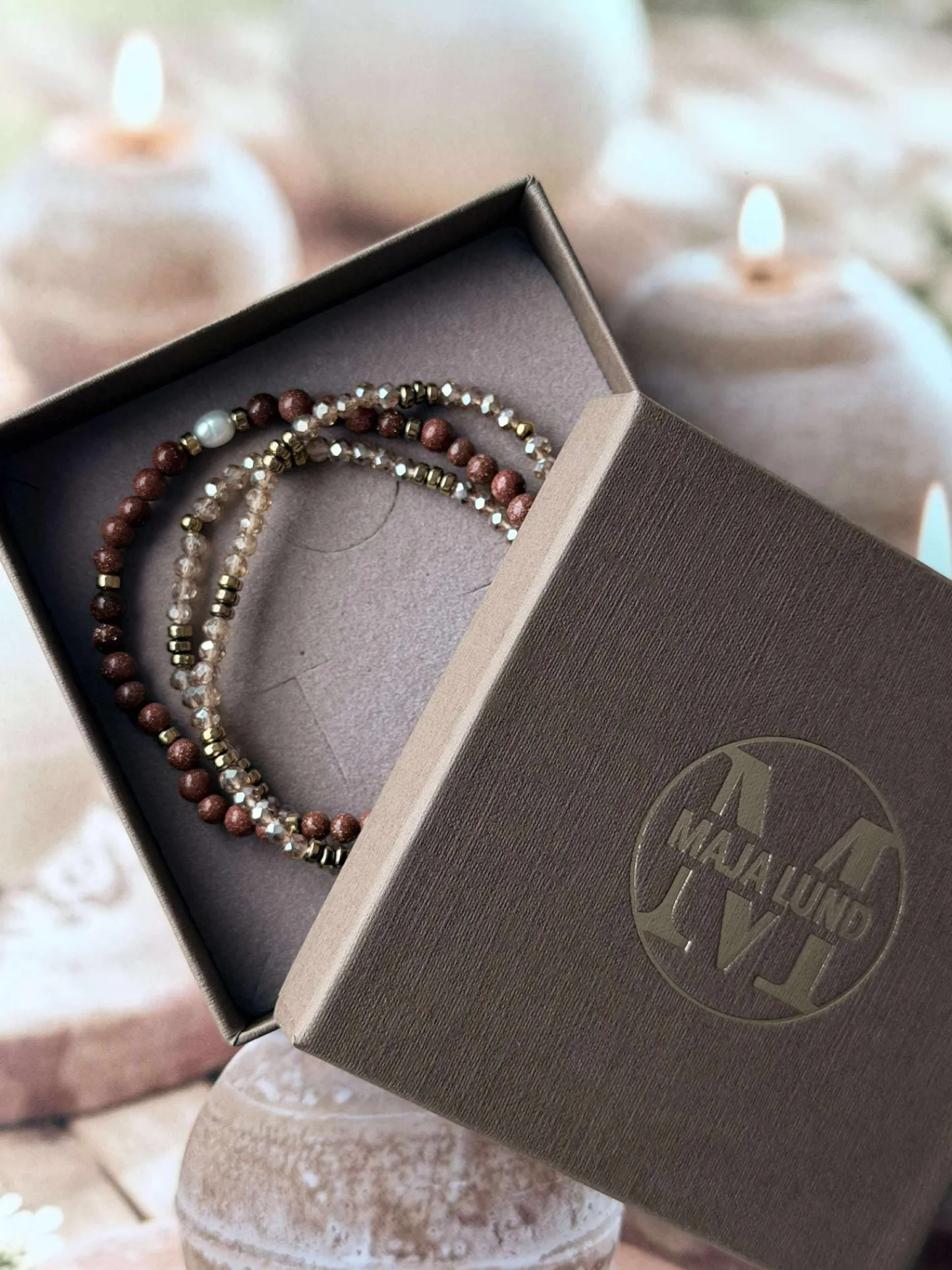 VIAMAJA Armbånd Leah Natur/Cognac – Sæt med 3 stk New
