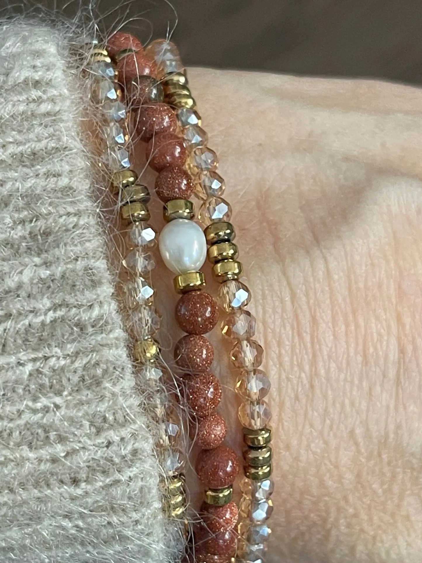 VIAMAJA Armbånd Leah Natur/Cognac – Sæt med 3 stk New