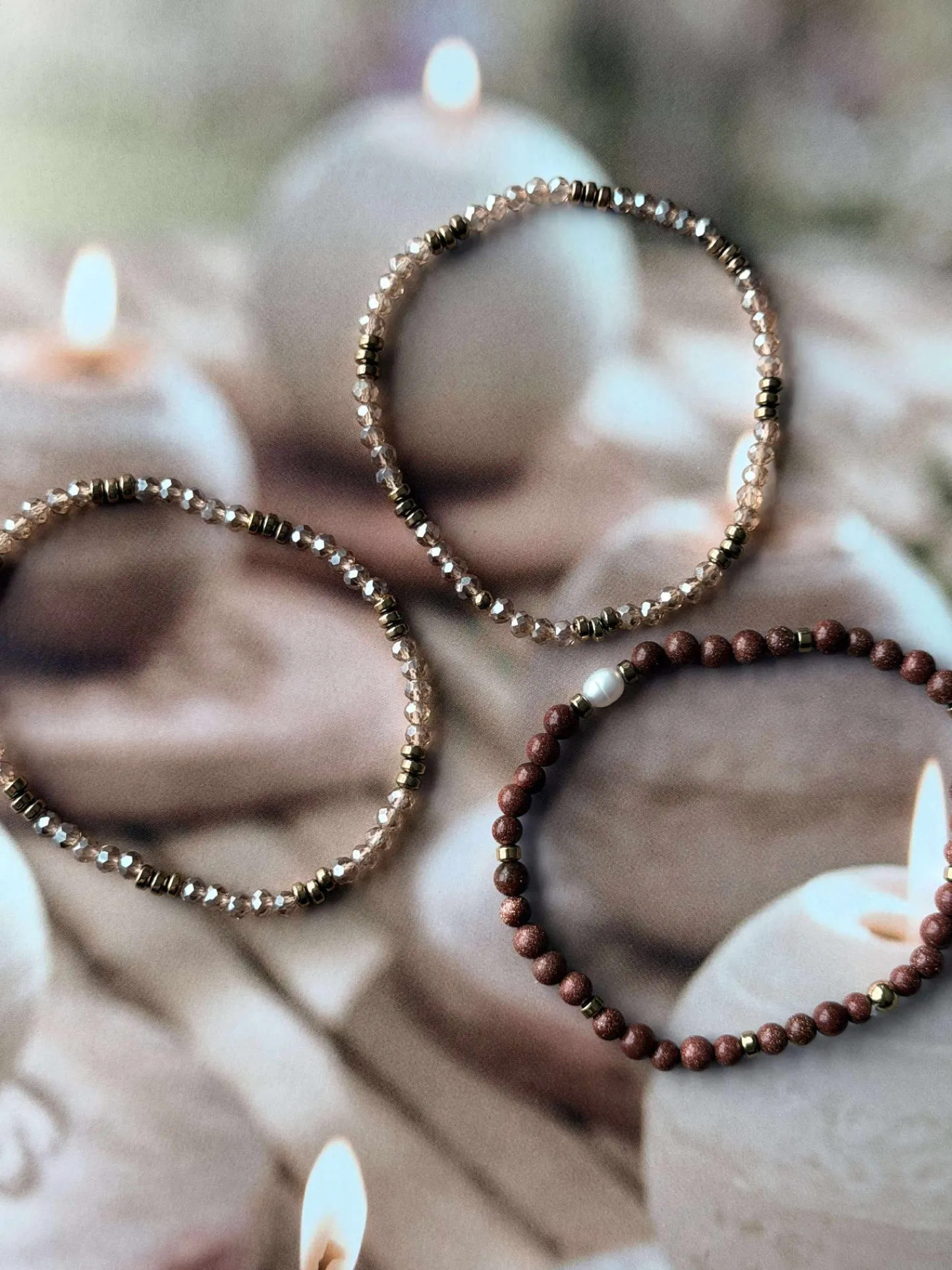 VIAMAJA Armbånd Leah Natur/Cognac – Sæt med 3 stk New