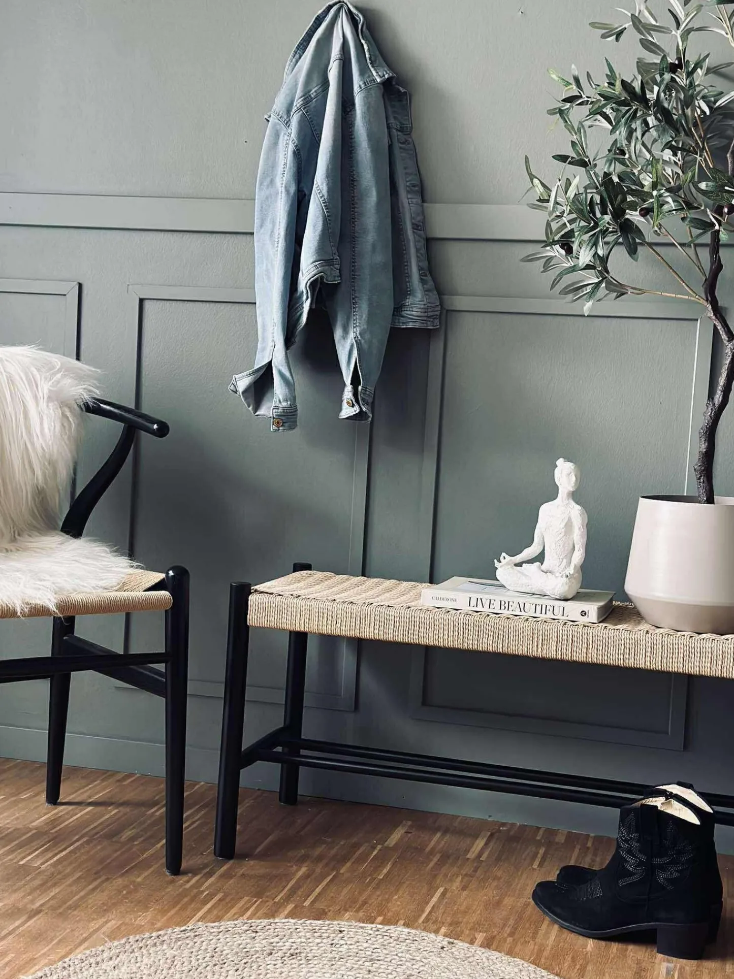 VIAMAJA Bænk bøg Sort / natur - 120 cm Outlet