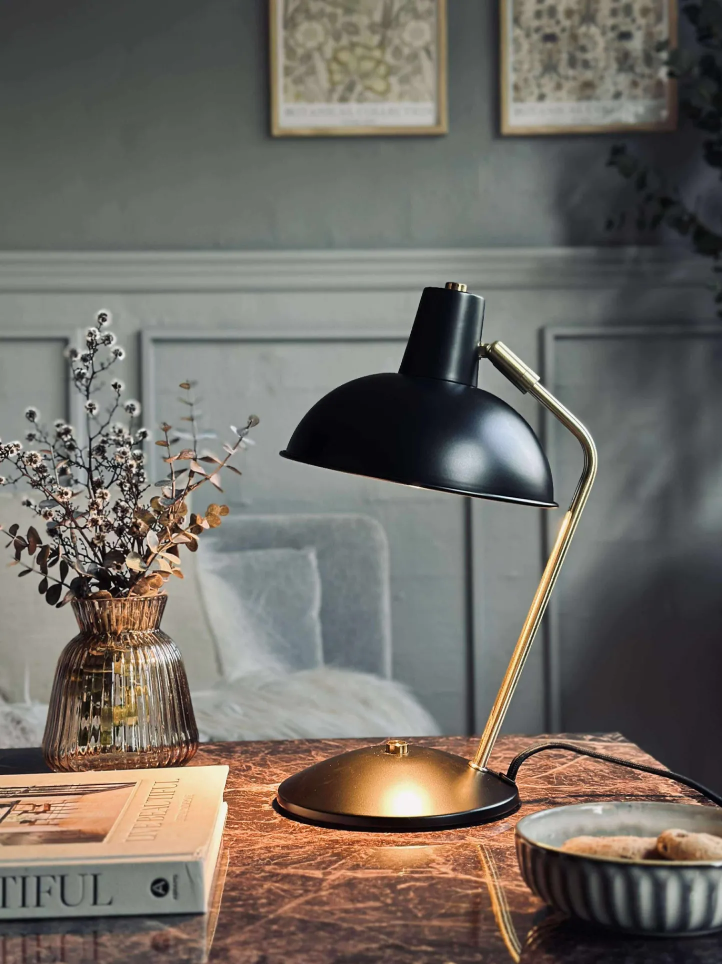 VIAMAJA Bordlampe Retro - Sort / guld Outlet
