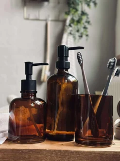 VIAMAJA Dispenser med pumpe - Brun glas New