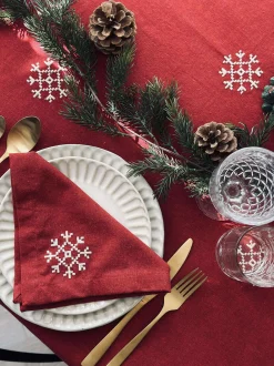 VIAMAJA Juledug Rød JUL med broderi - Flere størrelser