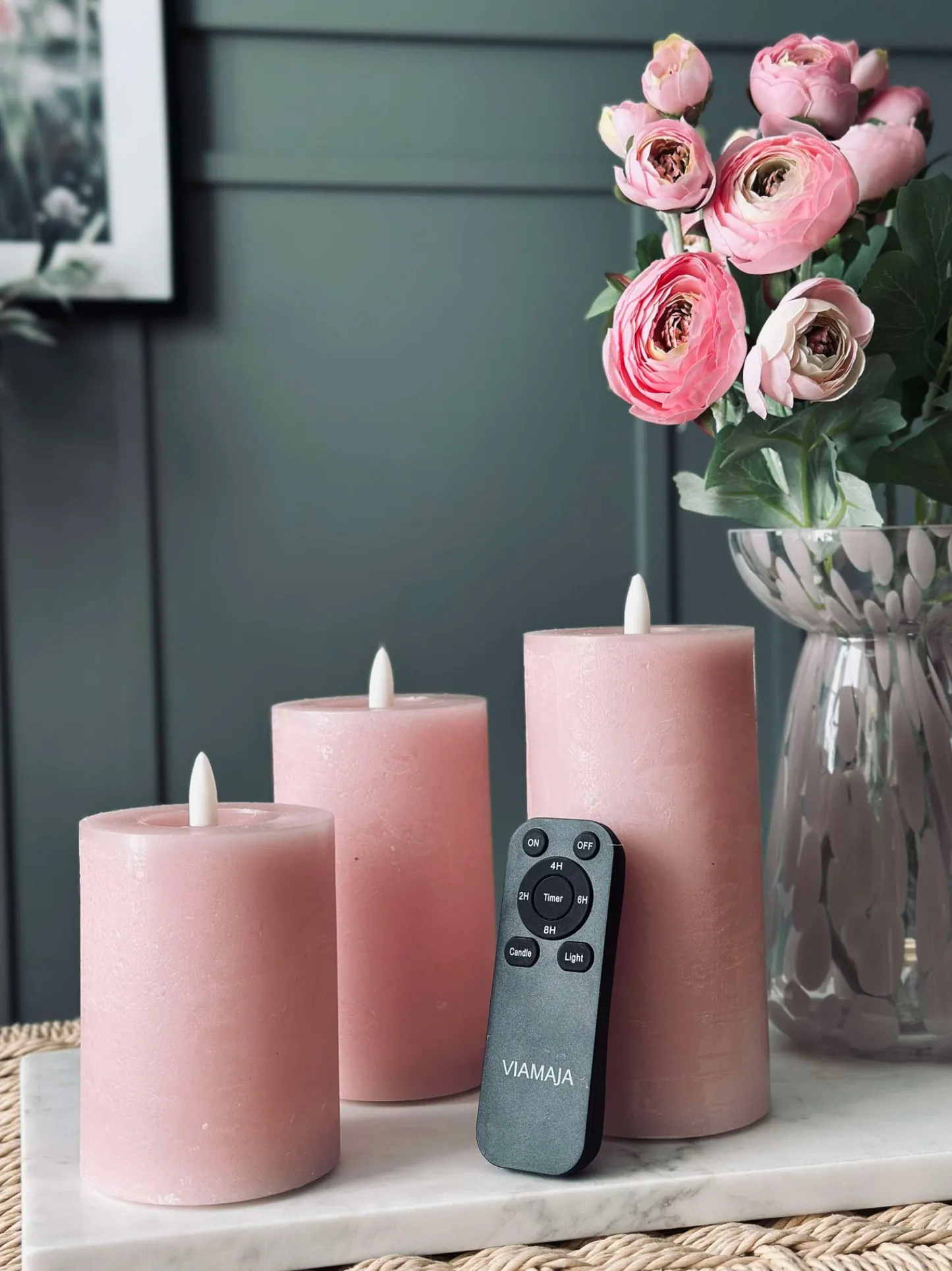 VIAMAJA LED Bloklys / Rosa – 3 stk bloklys Hot