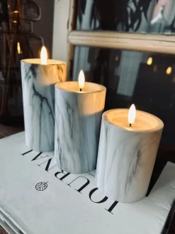 VIAMAJA LED marmor bloklys 15cm Grå Hot