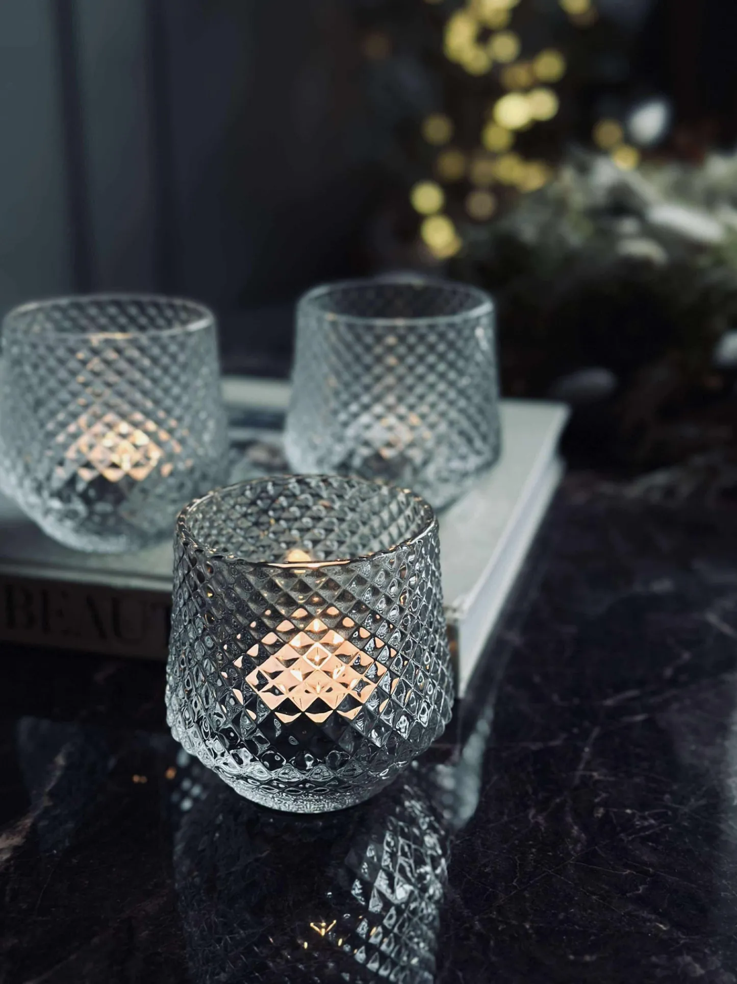 VIAMAJA Lysestager i klar glas - Sæt af 3 stk. Best