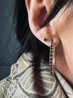 VIAMAJA Øreringe Smilla Hoops 18K forgyldt - Black Clearance