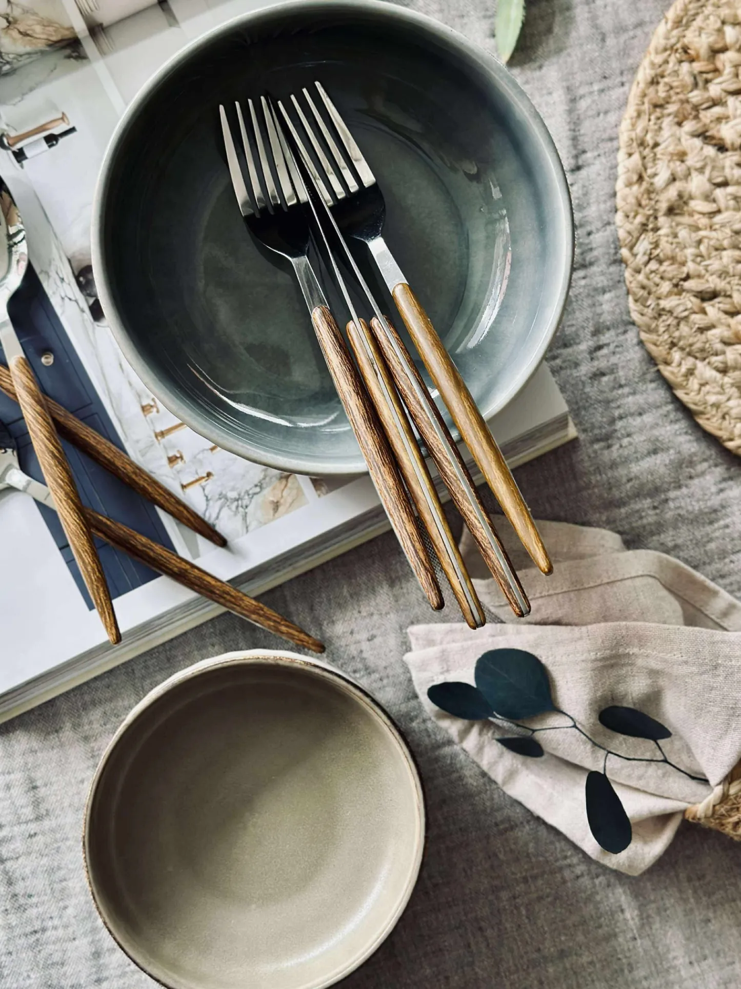 VIAMAJA Skål VIGA strib stentøj - Mat brun 12cm Best