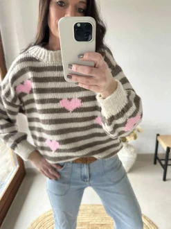 VIAMAJA Strik - Beige striber