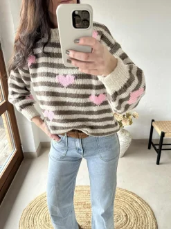 VIAMAJA Strik - Beige striber